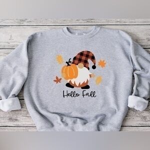 ⭐️HP⭐️ Hello fall gnome Crewneck gray
